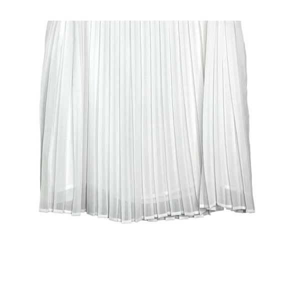 ZARA Sleeveless Pleated Solid Flowy Blouse Lined Key Hole Back Button XS White - Picture 5 of 14